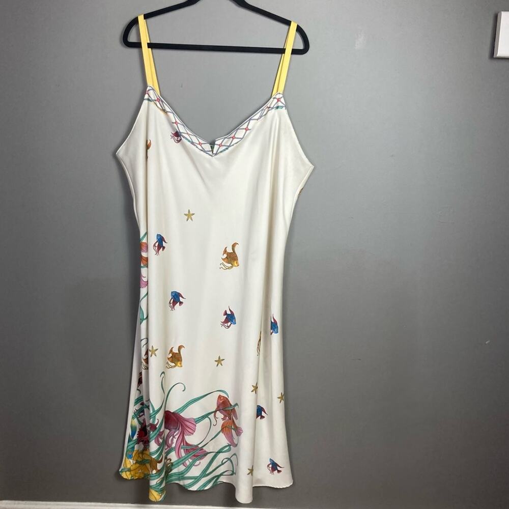 Natori slip nightgown size 3X fish animal summer‎ print beachy neglige plus